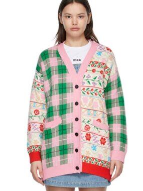 MSGM Multicolour Mashup Cardigan - Made in Italy (Size Small)